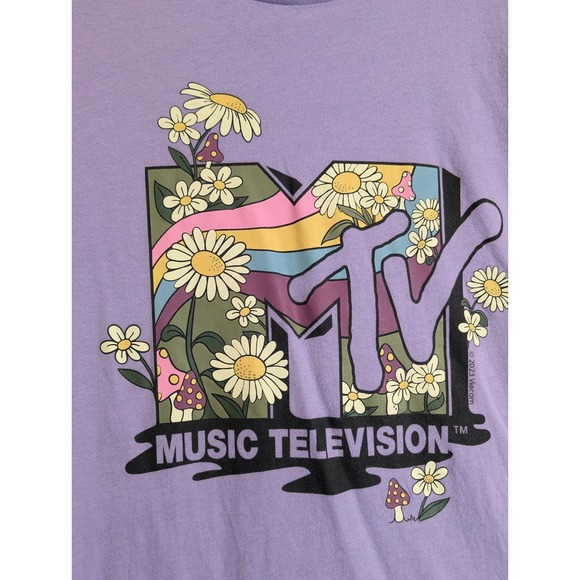 GAP Mens MTV Music Television Graphic T Shirt Purple Short Sleeve Size Medium - Picture 2 of 9